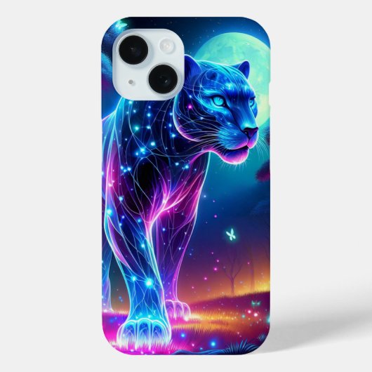 Maan en Panther Holografisch Neon Kleurrijk | Case-Mate iPhone Case (Achterkant)