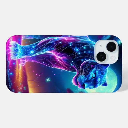 Maan en Panther Holografisch Neon Kleurrijk | Case-Mate iPhone Case (Achterkant (horizontaal))