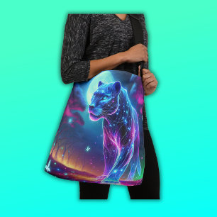 Maan en Panther Holografisch Neon Kleurrijk Crossbody Tas