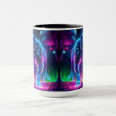 Maan en Panther Holografisch Neon Kleurrijk | Mok (Midden)