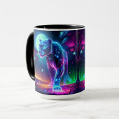 Maan en Panther Holografisch Neon Kleurrijk | Mok (Voorkant links)
