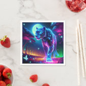 Maan en Panther Holografisch Neon Kleurrijk | Servet (Insitu)
