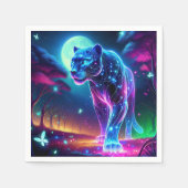 Maan en Panther Holografisch Neon Kleurrijk | Servet (Voorkant)