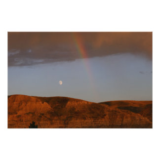 Maan en Regenboog samen Foto Afdruk