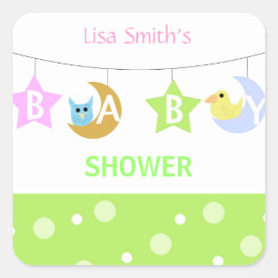 Maan en Sterren Baby Shower Vierkante Sticker