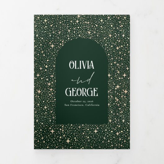 Maan en sterren boog hemelse bruiloft foto drieluik uitnodiging (Cover)