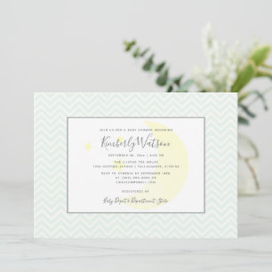 Maan en Sterren Chevron Baby Shower   Mintgroen Kaart