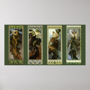 Maan en sterren door Alphonse Mucha Poster