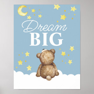 Maan en Sterren Droom Grote Teddydbeer Babykamer Poster