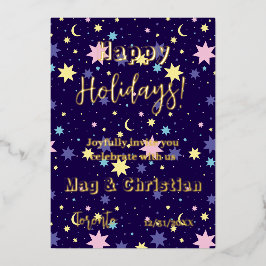 Maan en sterren. folie uitnodiging