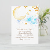 Maan en sterren Girly 1e verjaardag Kaart (Staand voorkant)