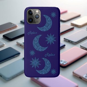 Maan en sterren in een blauwe glinsterlook - Ontsp iPhone 11 Pro Hoesje