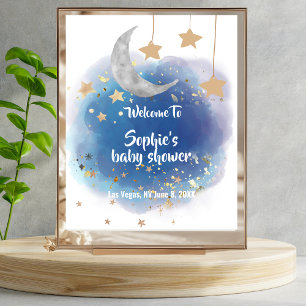 Maan En Sterren Koninklijk Blauw Gouden Welkomstbo Poster
