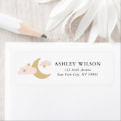 Maan en sterren Modern Minimal Gold en Roze Etiket (Insitu)