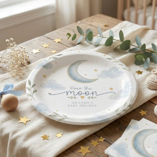 Maan en sterren Over de maan Baby Shower Papieren Bordje