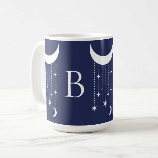 Maan en sterren paarse nachtelijke hemelkralen mon koffiemok (Voorkant links)