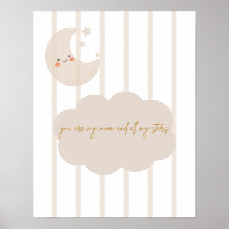 Maan en Sterren Poster Babykamer Neutrale Kleuren