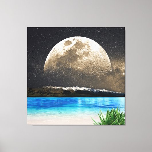 maan en strand canvas afdruk (Voorkant)