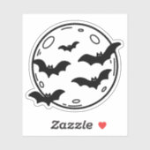Maan en vleermuis doodle sticker (Vel)