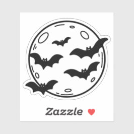 Maan en vleermuis doodle sticker