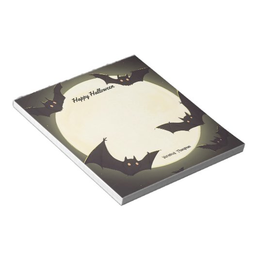 Maan en vleermuizen blij Halloween Notitieblok (Schuin)