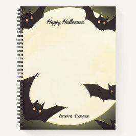 Maan en vleermuizen blij Halloween Notitieboek