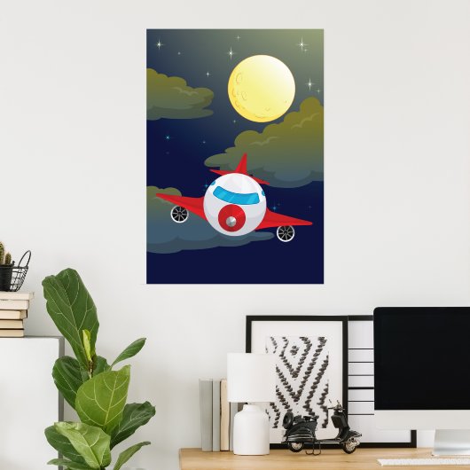 Maan- en vliegtuigposter poster (Thuiskantoor)