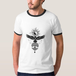Maan Geest Wolf Maan en Veren T-shirt