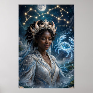 Maan Godin Zwarte Kanker Kunst Poster