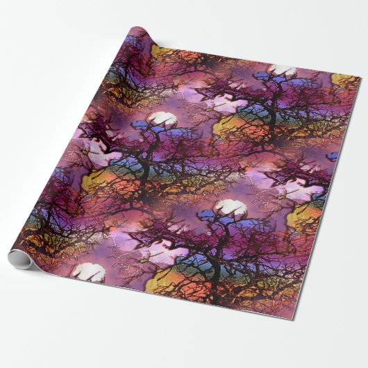 Maan in de bomen.... cadeaupapier (Uitgerold)