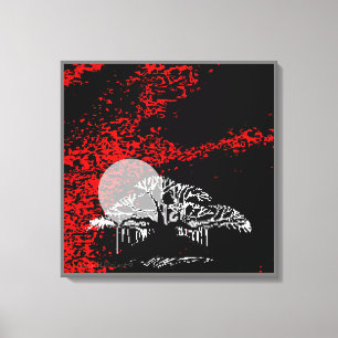Maan in Rode Hemel Canvas Afdruk