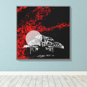 Maan in Rode Hemel Canvas Afdruk (Insitu (Houten vloer))