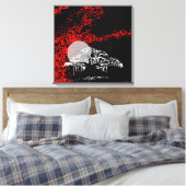 Maan in Rode Hemel Canvas Afdruk (Insitu (Slaapkamer))