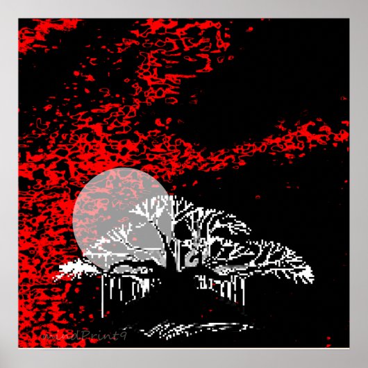 Maan in Rode Hemel Poster (Voorkant)