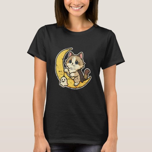 Maan Kat met Klein Spookje T-shirt (Voorkant)