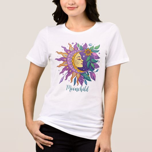 Maan kind Wit Tri-Blend Shirt (Voorkant)
