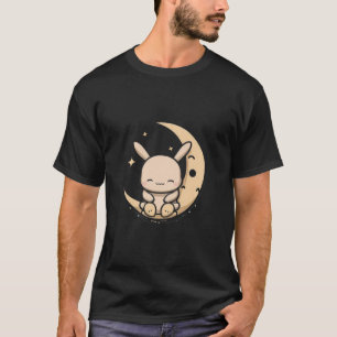 Maan Konijntje Zittend in Halve Maan Pasen T-shirt