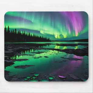Maan met groene en Paarse Auroras Muismat