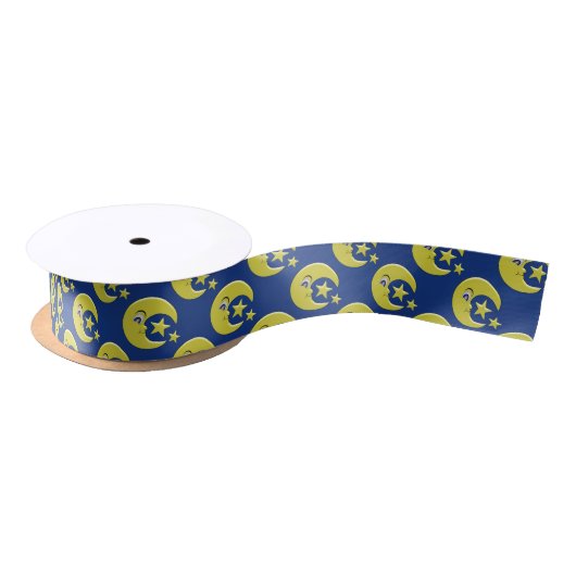 Maan met sterren ontwerp blauw lint (Spoel)