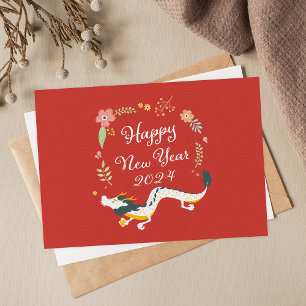 Maan Nieuwjaar 2024 Jaar van de Draak Briefkaart