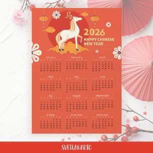 Maan Nieuwjaar 2026 Paard Kalender Magnetische Kaa
