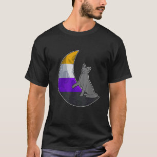 Maan Non-binair Vlag Kat LGBTQ Veilige Ruimte Gay T-shirt