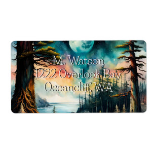 Maan over een Ocean Bay Adres Etiket