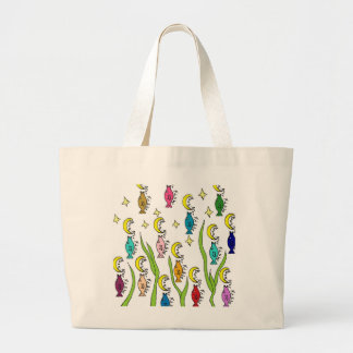 maan over vis grote tote bag