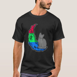 Maan Polyseksueel Vlag Kat LGBTQ Veilige Ruimte Ga T-shirt