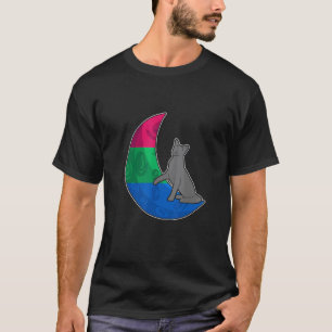Maan Polysexual Vlag Kat LGBTQ Veilige Ruimte Gay T-shirt