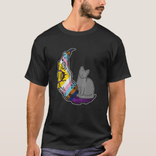 Maan Regenboog Vlag Kat LGBTQ Veilige Ruimte Gay P T-shirt