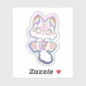 Maan regenboog wolk kitten sticker (Vel)