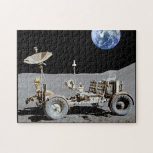 Maan Rover met aarde toegevoegd aan de achtergrond Legpuzzel