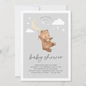 Maan Sterren Beer Baby Shower Uitnodiging  (Voorkant)